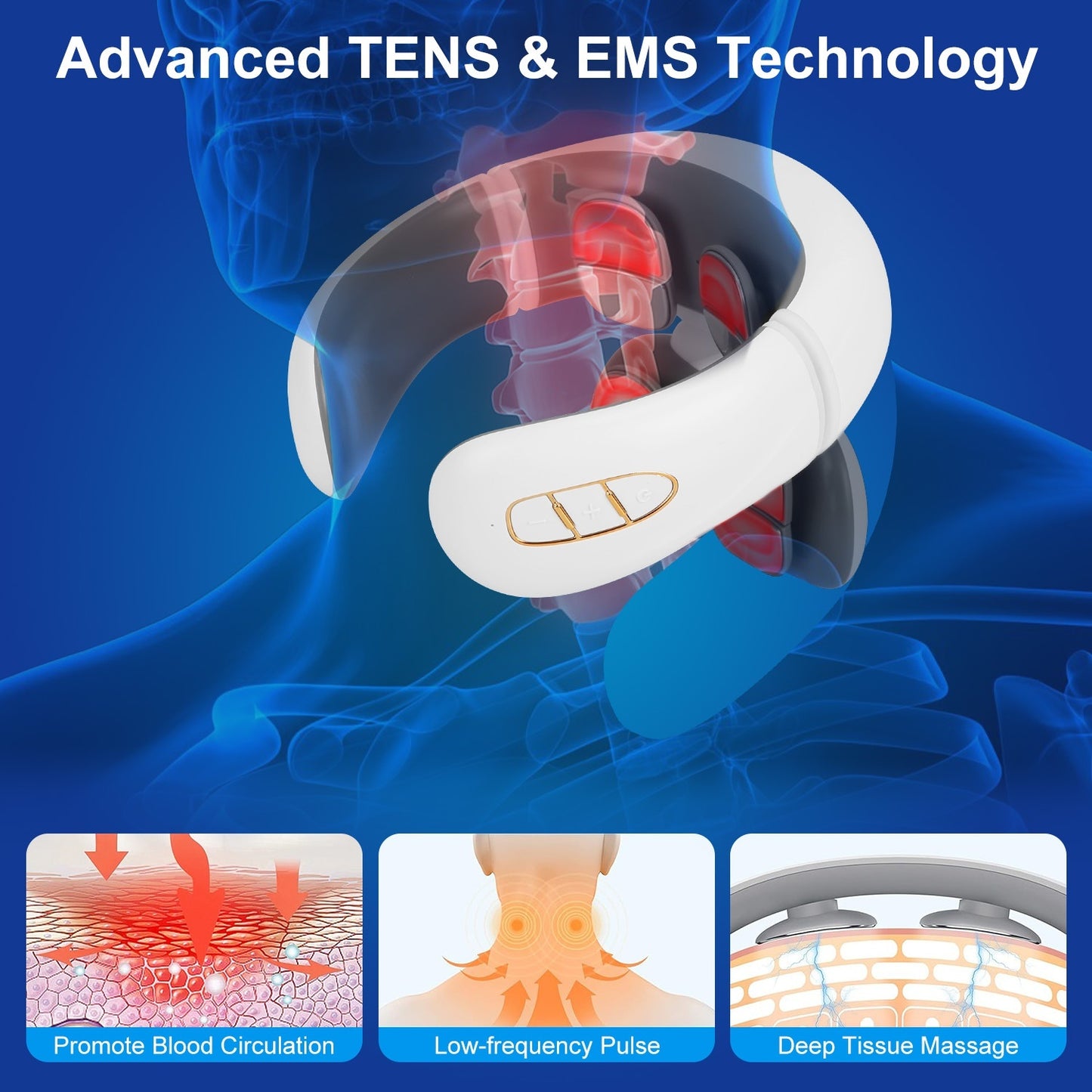 1 Set EMS Neck Massager With Heat Cordless Cervical Neck Massager EMS Neck Massager With 6 Modes 15 Intensity Levels Remote Control