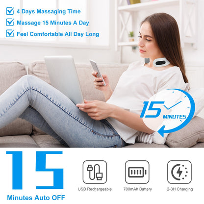 1 Set EMS Neck Massager With Heat Cordless Cervical Neck Massager EMS Neck Massager With 6 Modes 15 Intensity Levels Remote Control