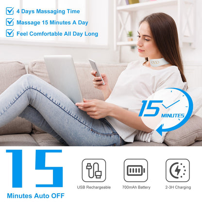 1 Set EMS Neck Massager With Heat Cordless Cervical Neck Massager EMS Neck Massager With 6 Modes 15 Intensity Levels Remote Control