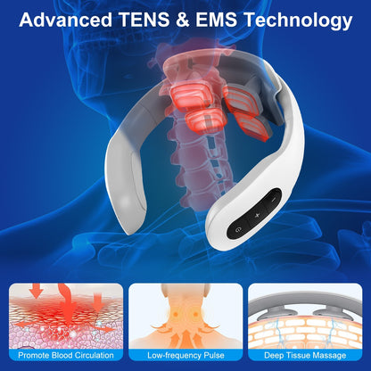 1 Set EMS Neck Massager With Heat Cordless Cervical Neck Massager EMS Neck Massager With 6 Modes 15 Intensity Levels Remote Control
